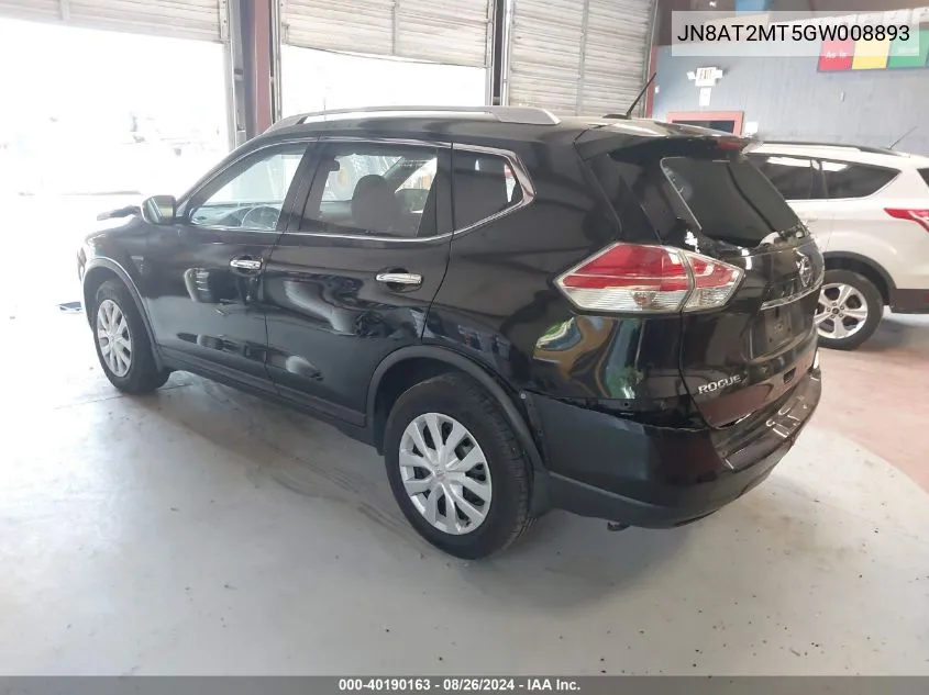 2016 Nissan Rogue S VIN: JN8AT2MT5GW008893 Lot: 40190163