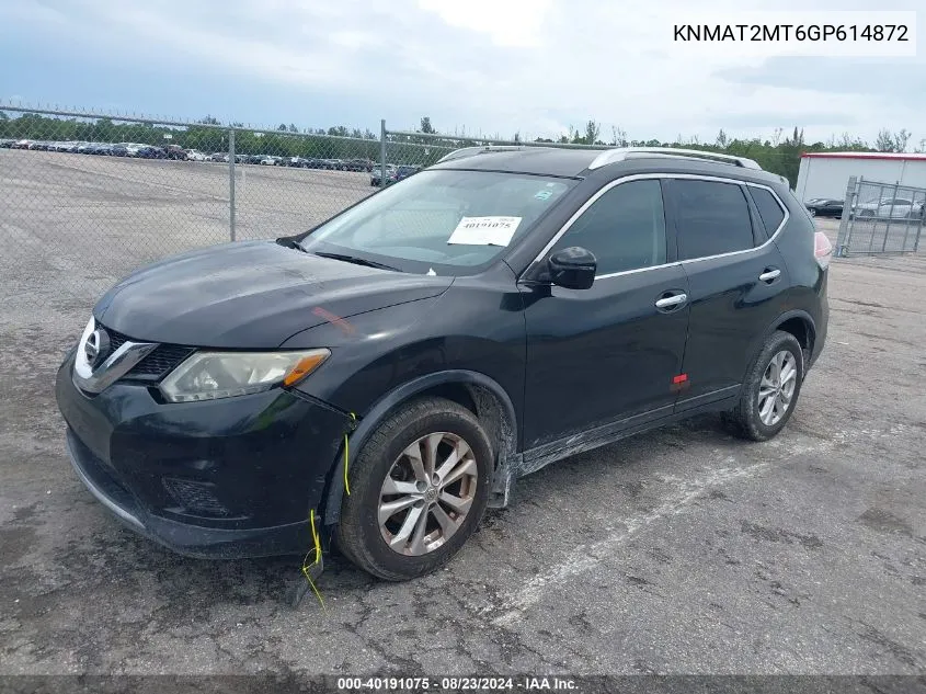 2016 Nissan Rogue Sv VIN: KNMAT2MT6GP614872 Lot: 40191075