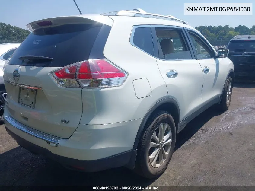 KNMAT2MT0GP684030 2016 Nissan Rogue Sv