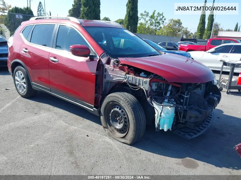 2016 Nissan Rogue S VIN: JN8AT2MT0GW026444 Lot: 40197251