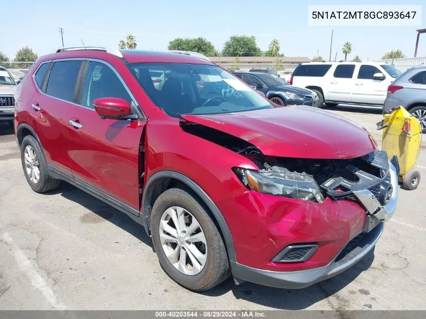 2016 Nissan Rogue Sv VIN: 5N1AT2MT8GC893647 Lot: 40203544