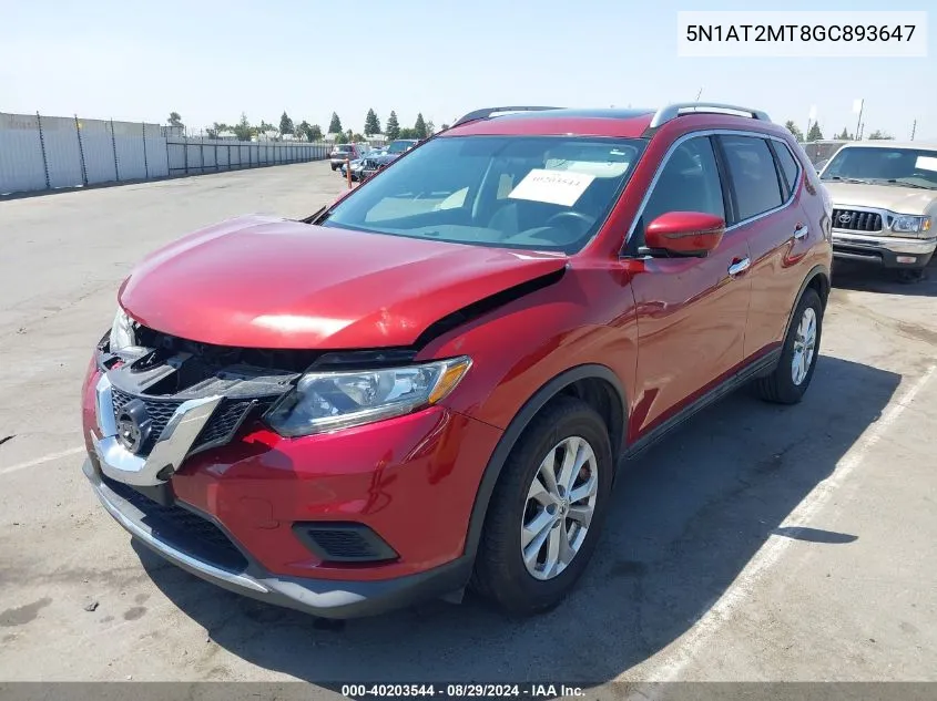 5N1AT2MT8GC893647 2016 Nissan Rogue Sv