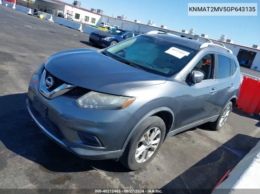 2016 Nissan Rogue Sv VIN: KNMAT2MV5GP643135 Lot: 40212463