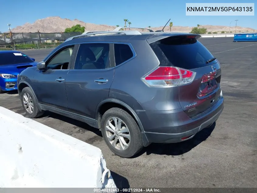 KNMAT2MV5GP643135 2016 Nissan Rogue Sv