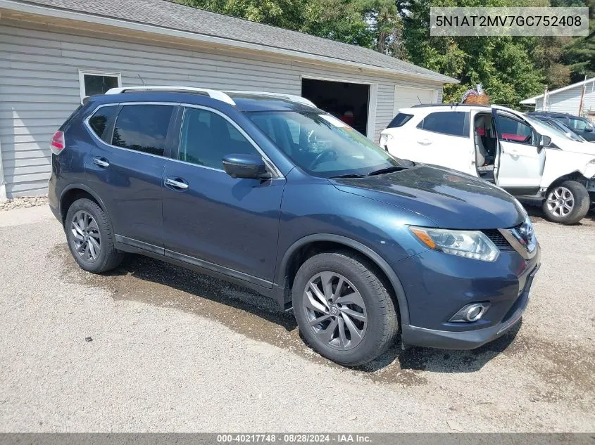 2016 Nissan Rogue Sl VIN: 5N1AT2MV7GC752408 Lot: 40217748