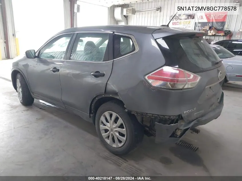 5N1AT2MV8GC778578 2016 Nissan Rogue S/Sl/Sv