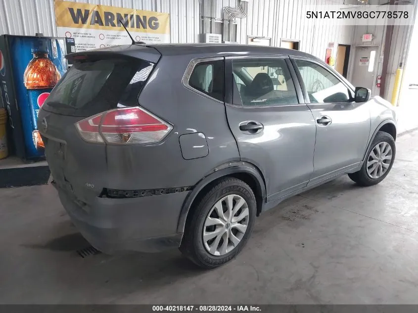 5N1AT2MV8GC778578 2016 Nissan Rogue S/Sl/Sv