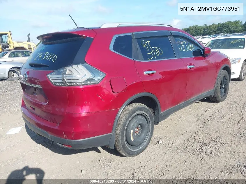 2016 Nissan Rogue Sl VIN: 5N1AT2MV1GC773951 Lot: 40218289