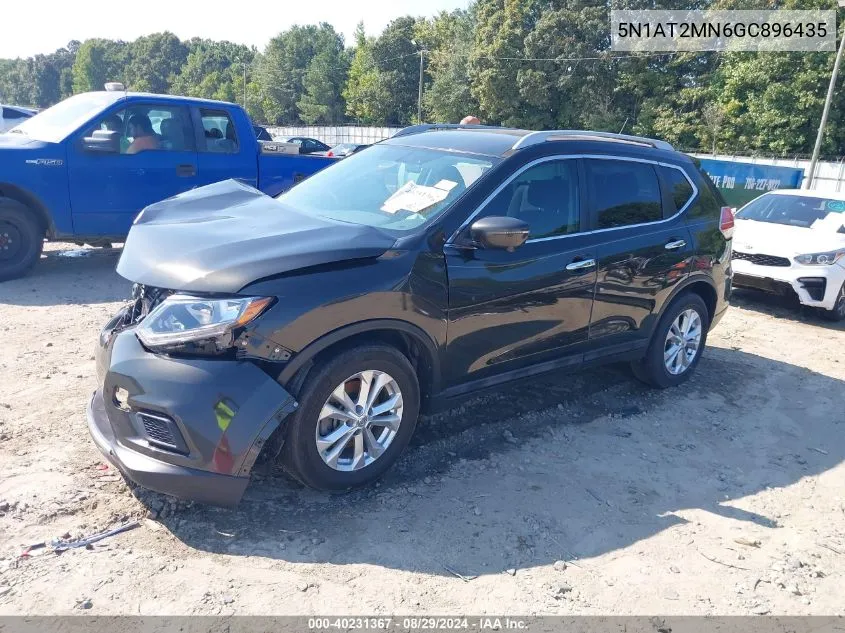 2016 Nissan Rogue Sv VIN: 5N1AT2MN6GC896435 Lot: 40231367