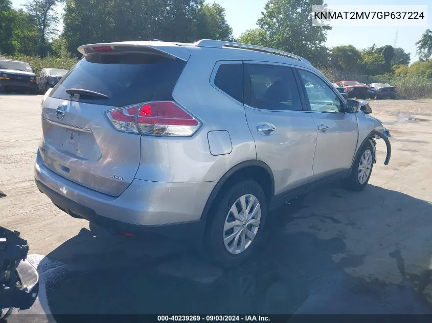 2016 Nissan Rogue S VIN: KNMAT2MV7GP637224 Lot: 40239269