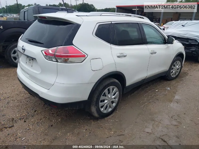 2016 Nissan Rogue S VIN: KNMAT2MT4GP606382 Lot: 40240825