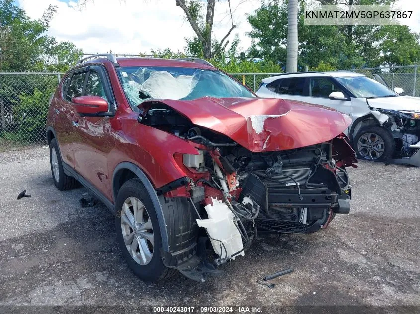 KNMAT2MV5GP637867 2016 Nissan Rogue Sv