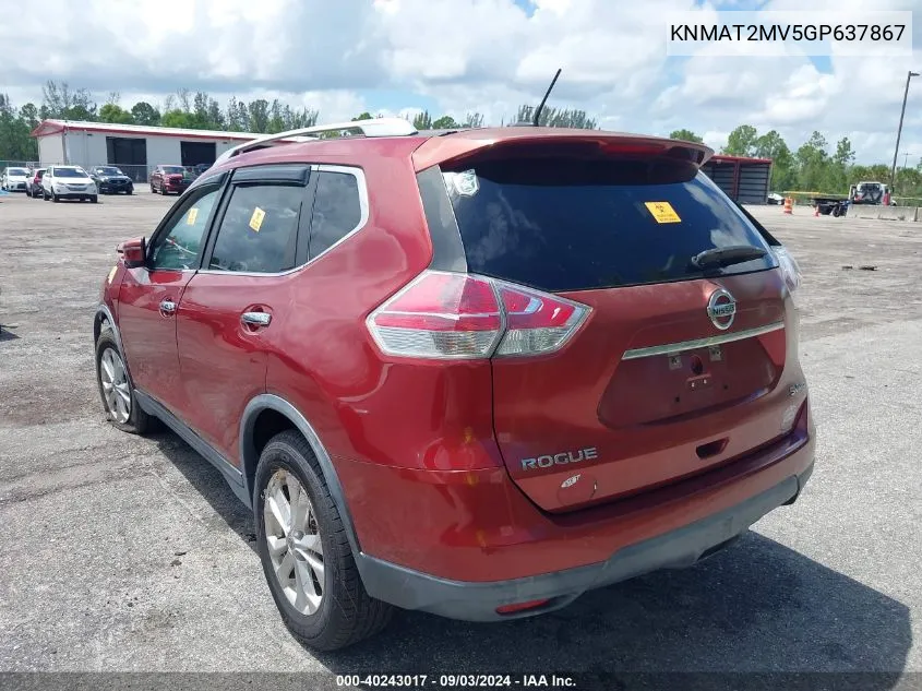 KNMAT2MV5GP637867 2016 Nissan Rogue Sv