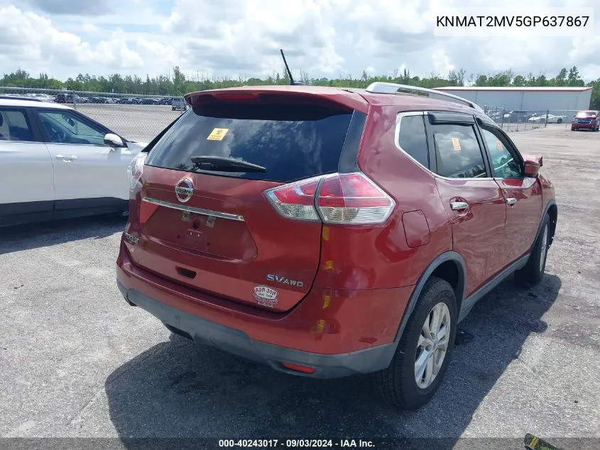 KNMAT2MV5GP637867 2016 Nissan Rogue Sv