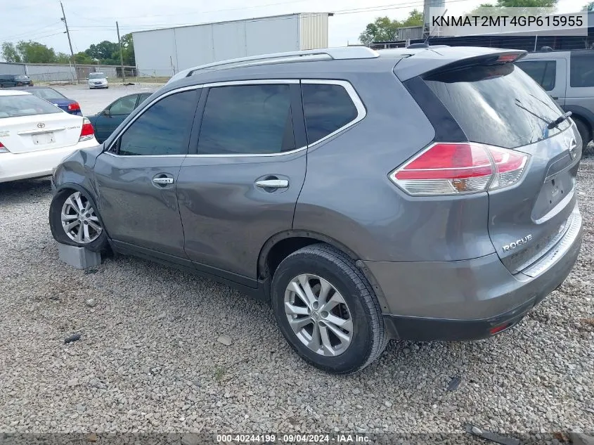 2016 Nissan Rogue Sv VIN: KNMAT2MT4GP615955 Lot: 40244199