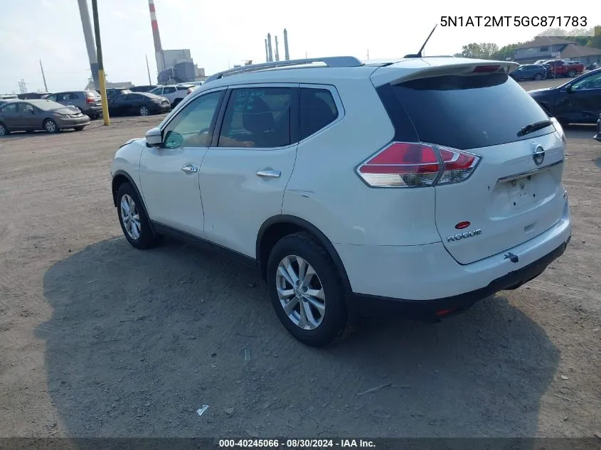 2016 Nissan Rogue S/Sl/Sv VIN: 5N1AT2MT5GC871783 Lot: 40245066