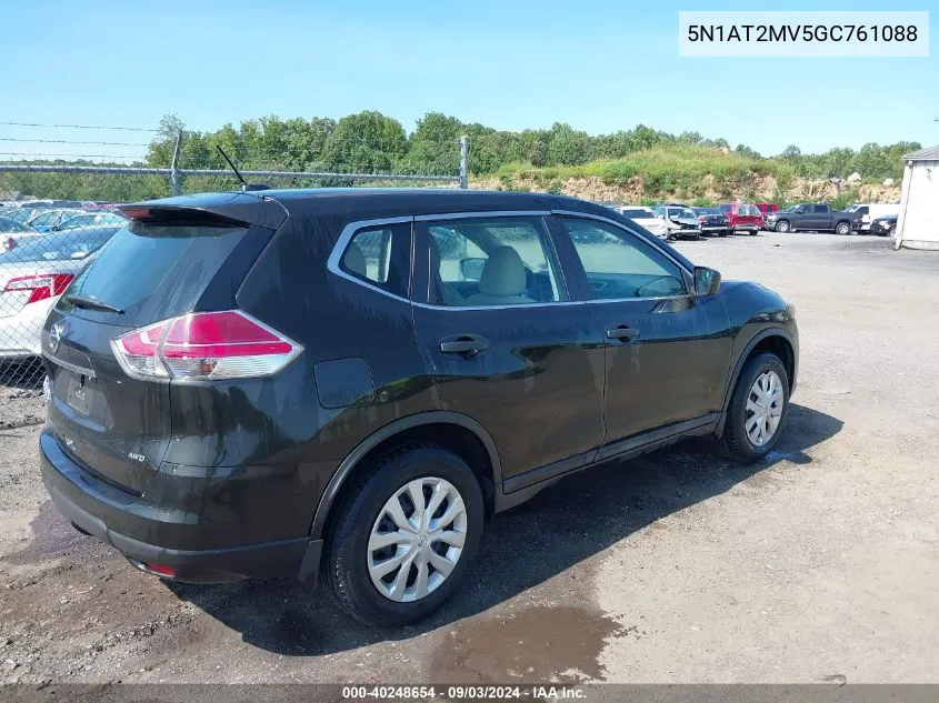 2016 Nissan Rogue S VIN: 5N1AT2MV5GC761088 Lot: 40248654