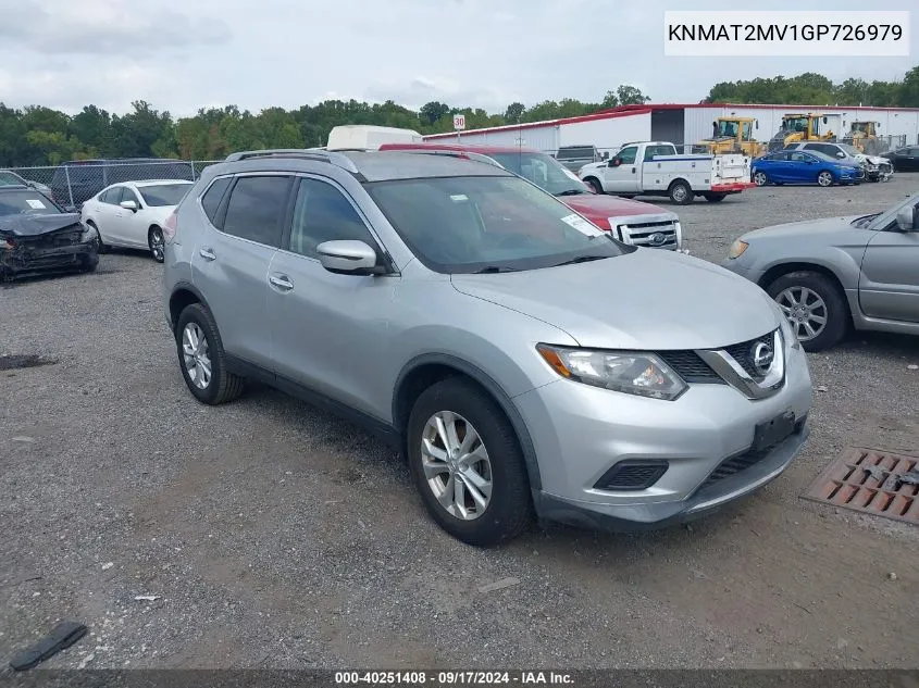 KNMAT2MV1GP726979 2016 Nissan Rogue S/Sl/Sv