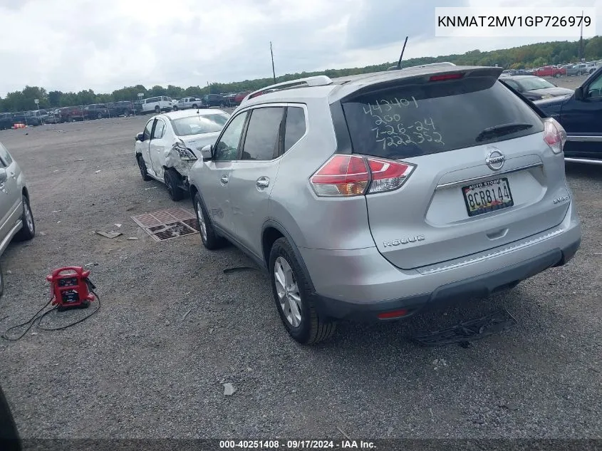 KNMAT2MV1GP726979 2016 Nissan Rogue S/Sl/Sv