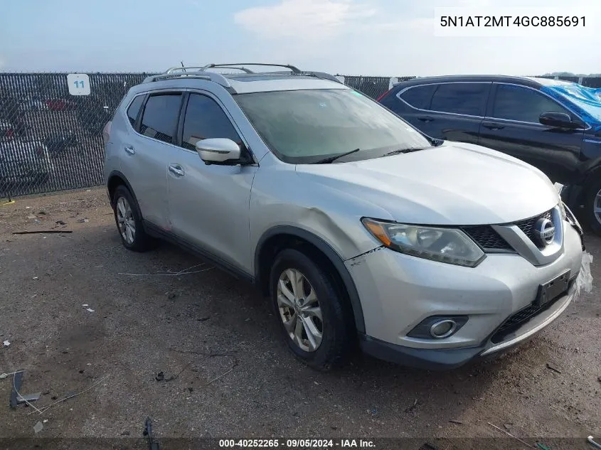 2016 Nissan Rogue S/Sl/Sv VIN: 5N1AT2MT4GC885691 Lot: 40252265