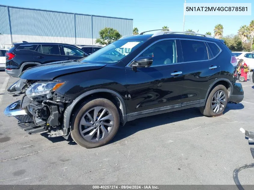 2016 Nissan Rogue Sl VIN: 5N1AT2MV4GC878581 Lot: 40257274