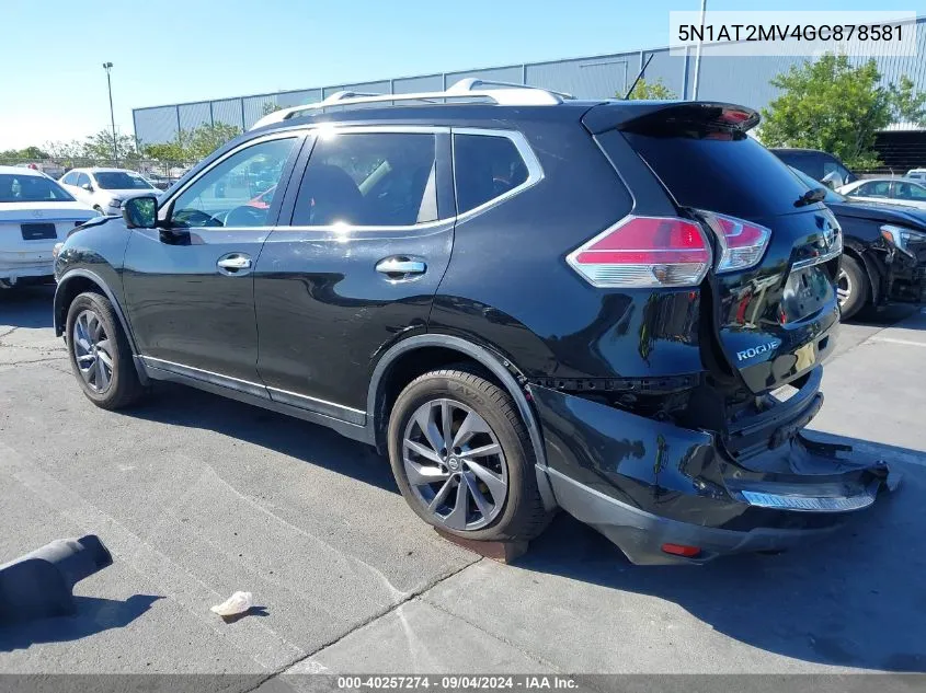 2016 Nissan Rogue Sl VIN: 5N1AT2MV4GC878581 Lot: 40257274