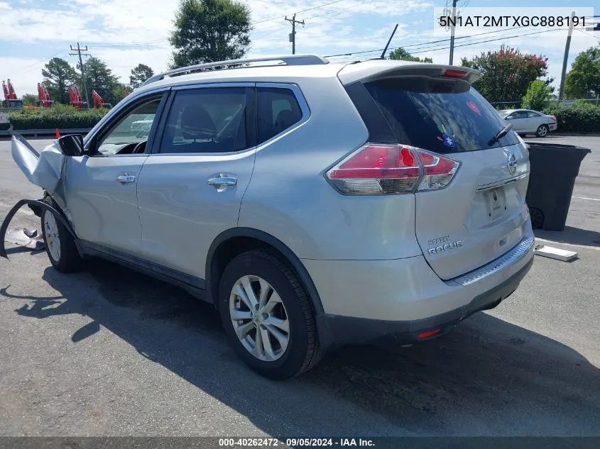 2016 Nissan Rogue S/Sl/Sv VIN: 5N1AT2MTXGC888191 Lot: 40262472