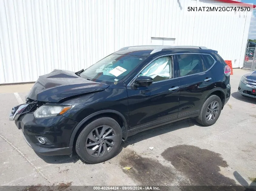 2016 Nissan Rogue Sl VIN: 5N1AT2MV2GC747570 Lot: 40264424