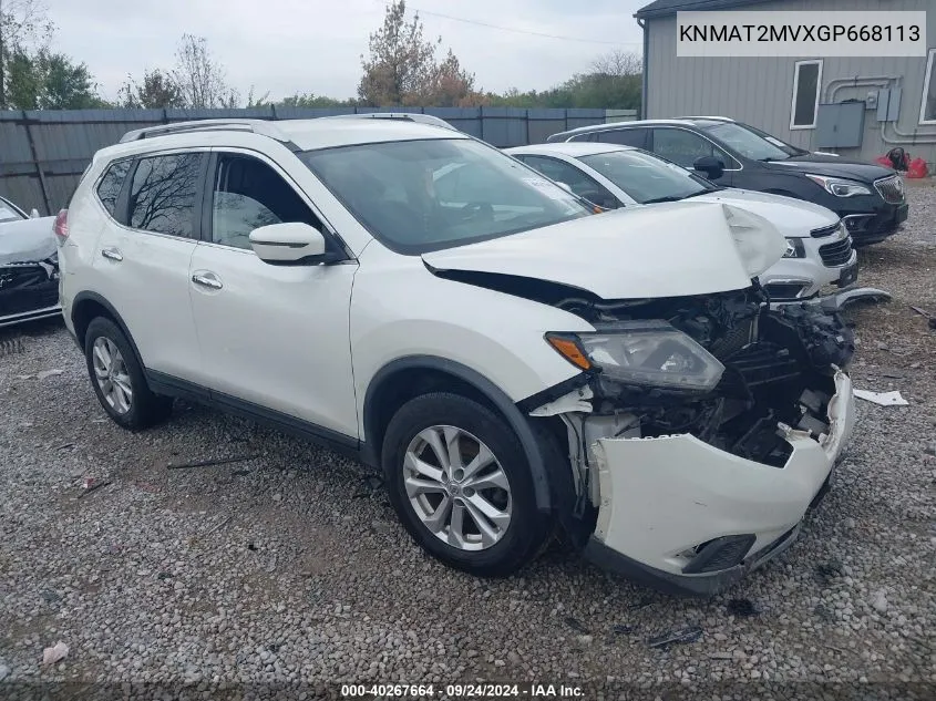 2016 Nissan Rogue Sv VIN: KNMAT2MVXGP668113 Lot: 40267664