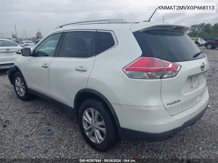 2016 Nissan Rogue Sv VIN: KNMAT2MVXGP668113 Lot: 40267664