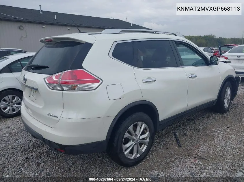 2016 Nissan Rogue Sv VIN: KNMAT2MVXGP668113 Lot: 40267664