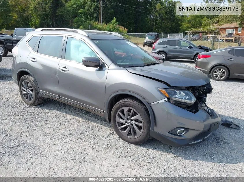 2016 Nissan Rogue Sl VIN: 5N1AT2MV3GC839173 Lot: 40270202