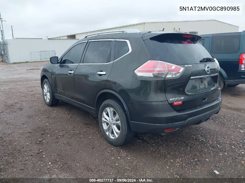 2016 Nissan Rogue Sv VIN: 5N1AT2MV0GC890985 Lot: 40277737