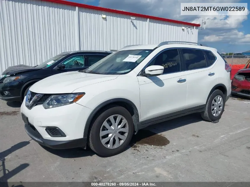 JN8AT2MT6GW022589 2016 Nissan Rogue S/Sl/Sv