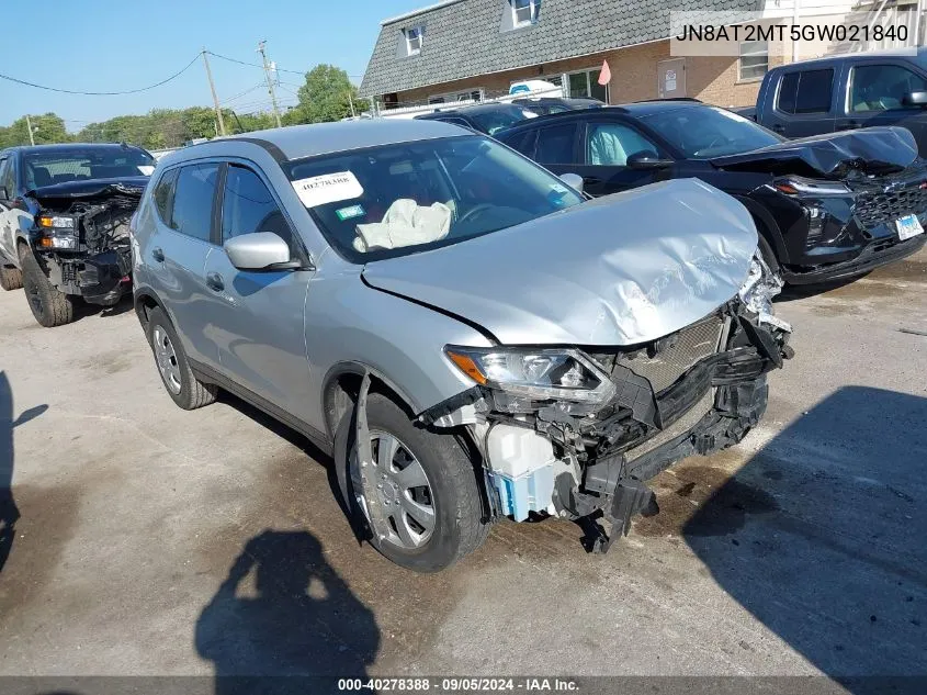 2016 Nissan Rogue S/Sl/Sv VIN: JN8AT2MT5GW021840 Lot: 40278388