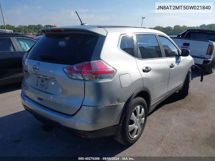 JN8AT2MT5GW021840 2016 Nissan Rogue S/Sl/Sv