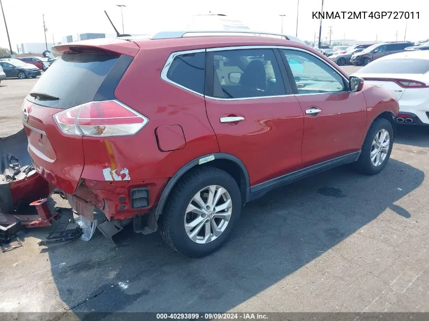 2016 Nissan Rogue Sv VIN: KNMAT2MT4GP727011 Lot: 40293899