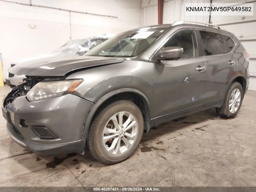 2016 Nissan Rogue Sv VIN: KNMAT2MV5GP649582 Lot: 40297431