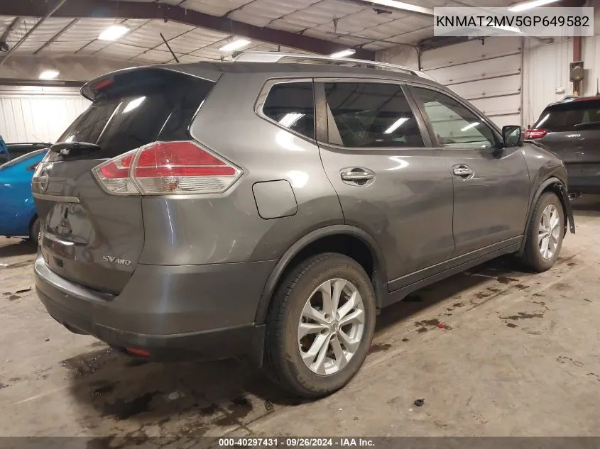 KNMAT2MV5GP649582 2016 Nissan Rogue Sv