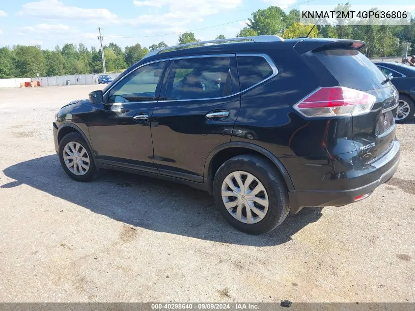 2016 Nissan Rogue S VIN: KNMAT2MT4GP636806 Lot: 40298640