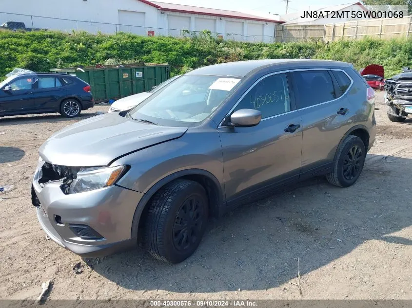 2016 Nissan Rogue S/Sl/Sv VIN: JN8AT2MT5GW001068 Lot: 40300576