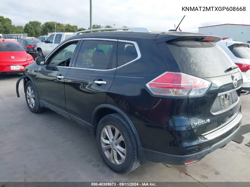 2016 Nissan Rogue S/Sl/Sv VIN: KNMAT2MTXGP608668 Lot: 40309673