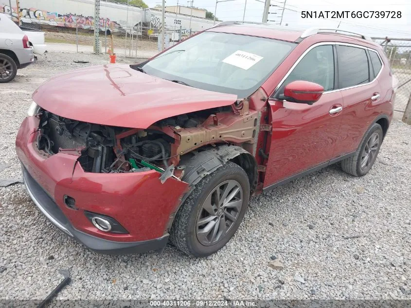 2016 Nissan Rogue S/Sl/Sv VIN: 5N1AT2MT6GC739728 Lot: 40311206