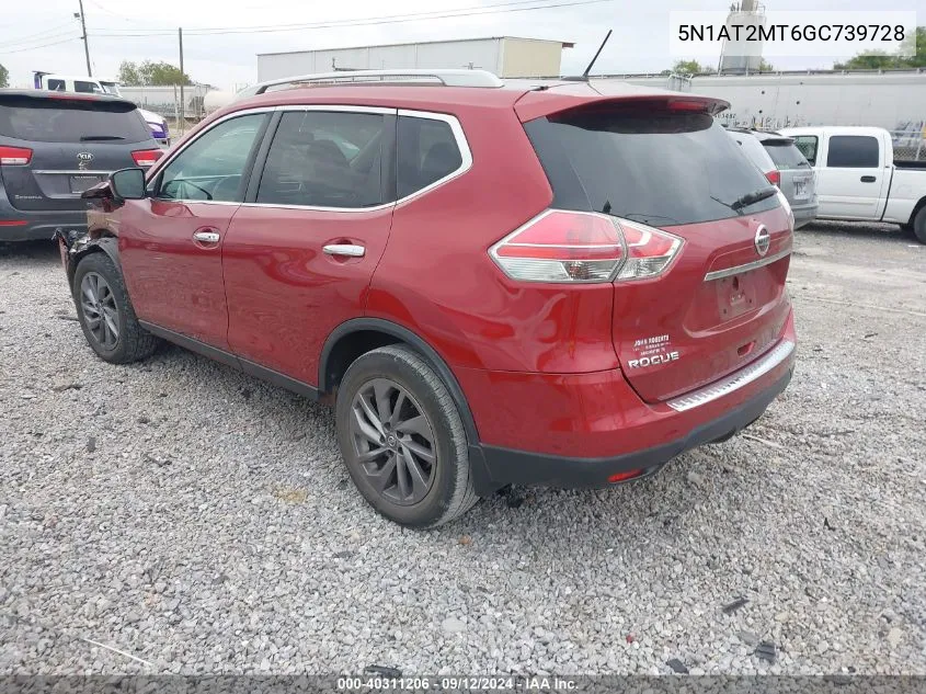 2016 Nissan Rogue S/Sl/Sv VIN: 5N1AT2MT6GC739728 Lot: 40311206