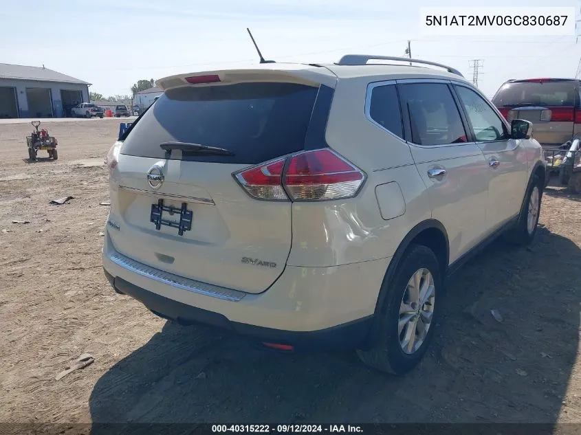 2016 Nissan Rogue S/Sl/Sv VIN: 5N1AT2MV0GC830687 Lot: 40315222