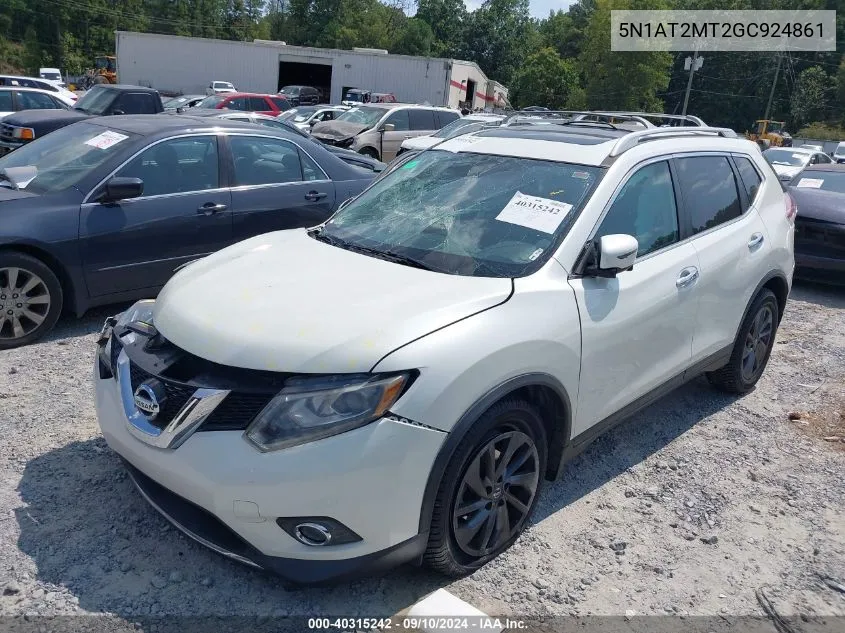 2016 Nissan Rogue Sl VIN: 5N1AT2MT2GC924861 Lot: 40315242