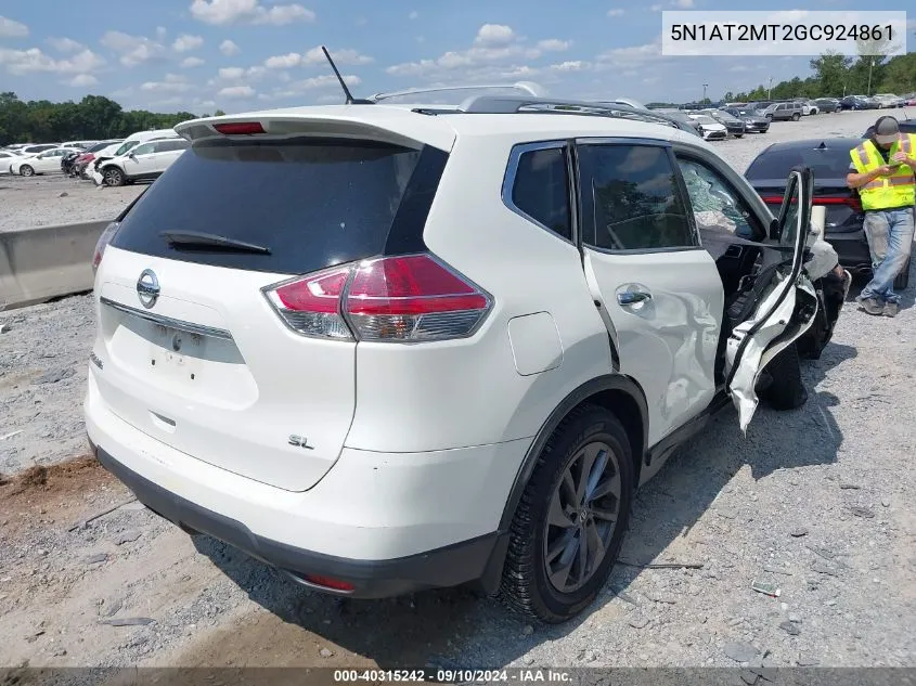 2016 Nissan Rogue Sl VIN: 5N1AT2MT2GC924861 Lot: 40315242