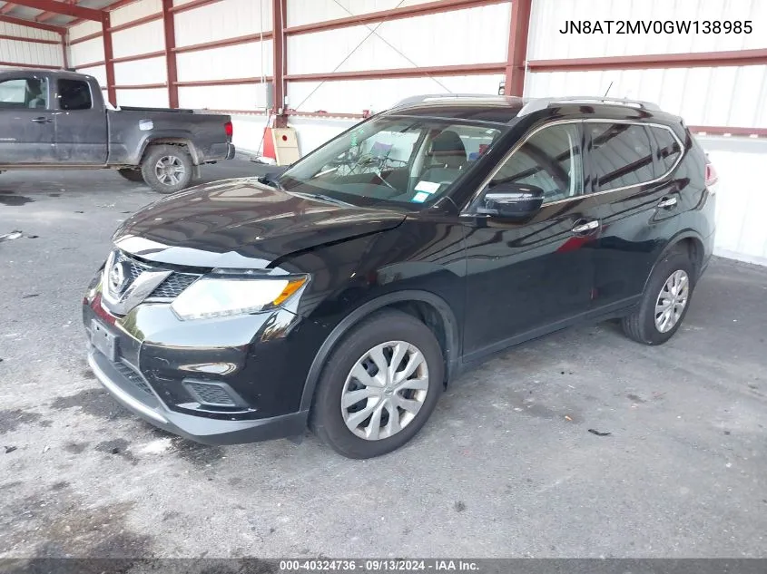 2016 Nissan Rogue S VIN: JN8AT2MV0GW138985 Lot: 40324736