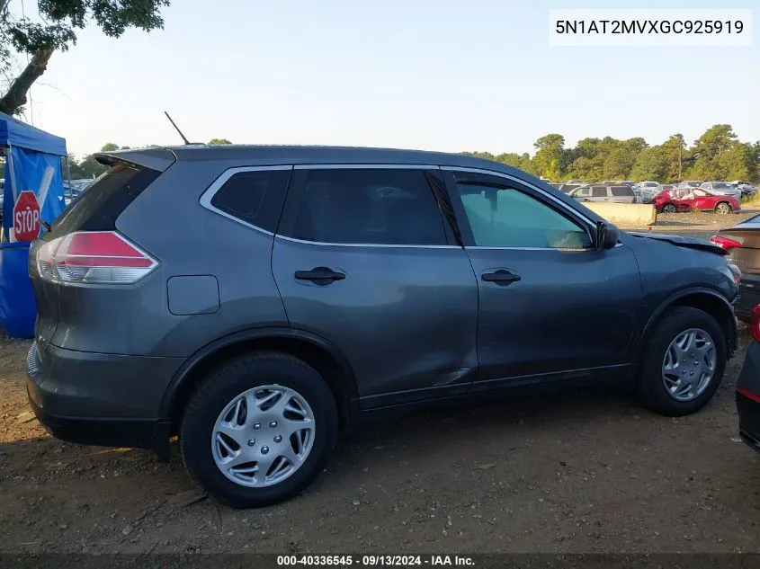 2016 Nissan Rogue S VIN: 5N1AT2MVXGC925919 Lot: 40336545