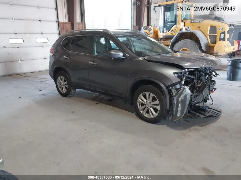 2016 Nissan Rogue Sv VIN: 5N1AT2MV6GC870949 Lot: 40337080